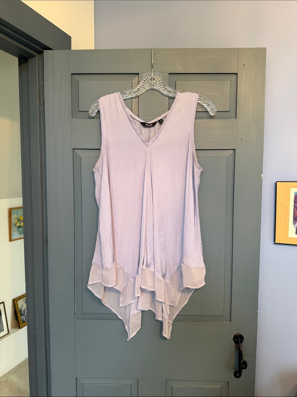 Simply Vera Wang Sleeveless V-Neck Handkerchief Hem Top - Light Lavender